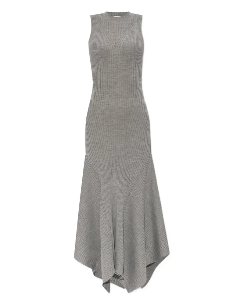 AMI Paris Godet ribbed asymmetric dress - Grau Grau