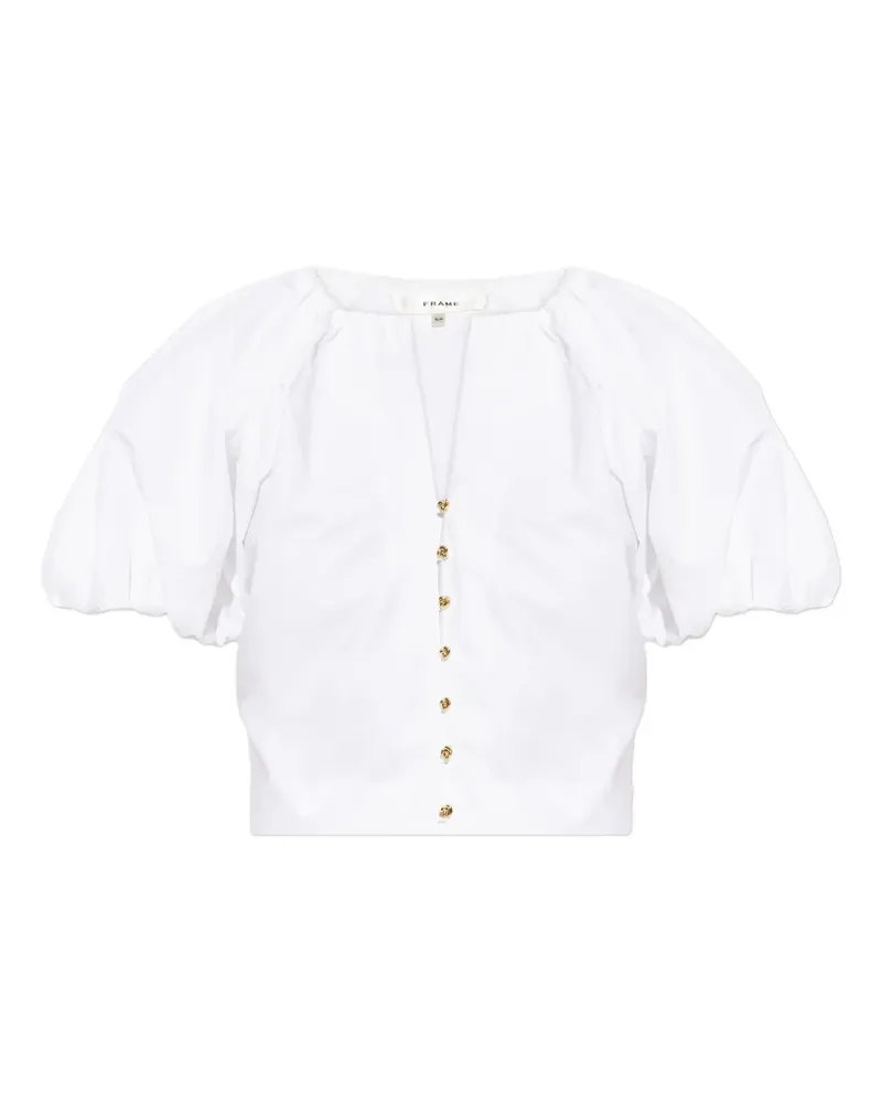 Frame Denim puff-sleeve buttoned top - Weiß Weiß