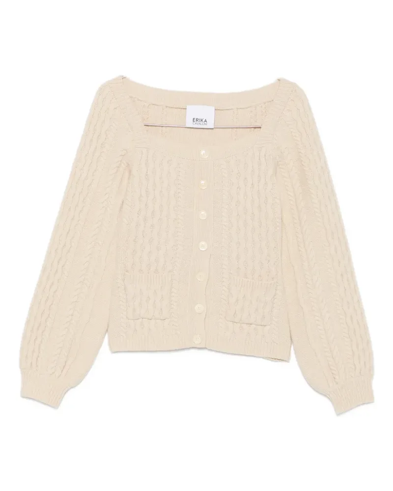 Erika Cavallini cable-knit square-neck cardigan - Nude Nude