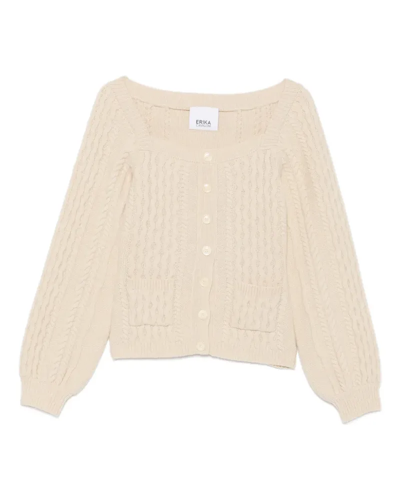 Erika Cavallini Cardigan mit Zopfmuster und eckigem Ausschnitt - Nude Nude
