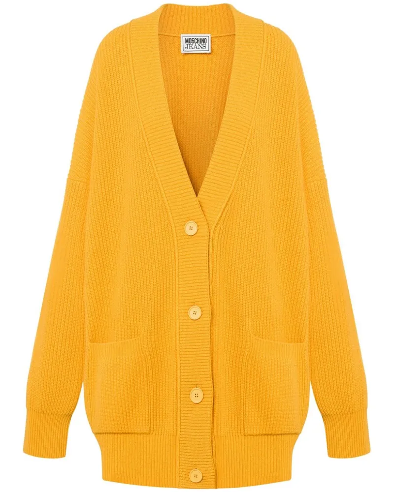 Moschino Oversized-Cardigan mit V-Ausschnitt - Gelb Gelb
