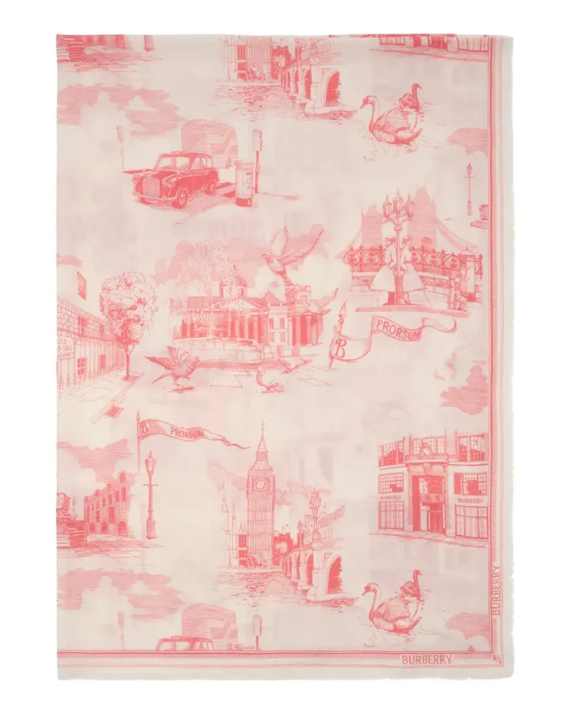 Burberry London Landmarks wool silk scarf - Rosa Rosa