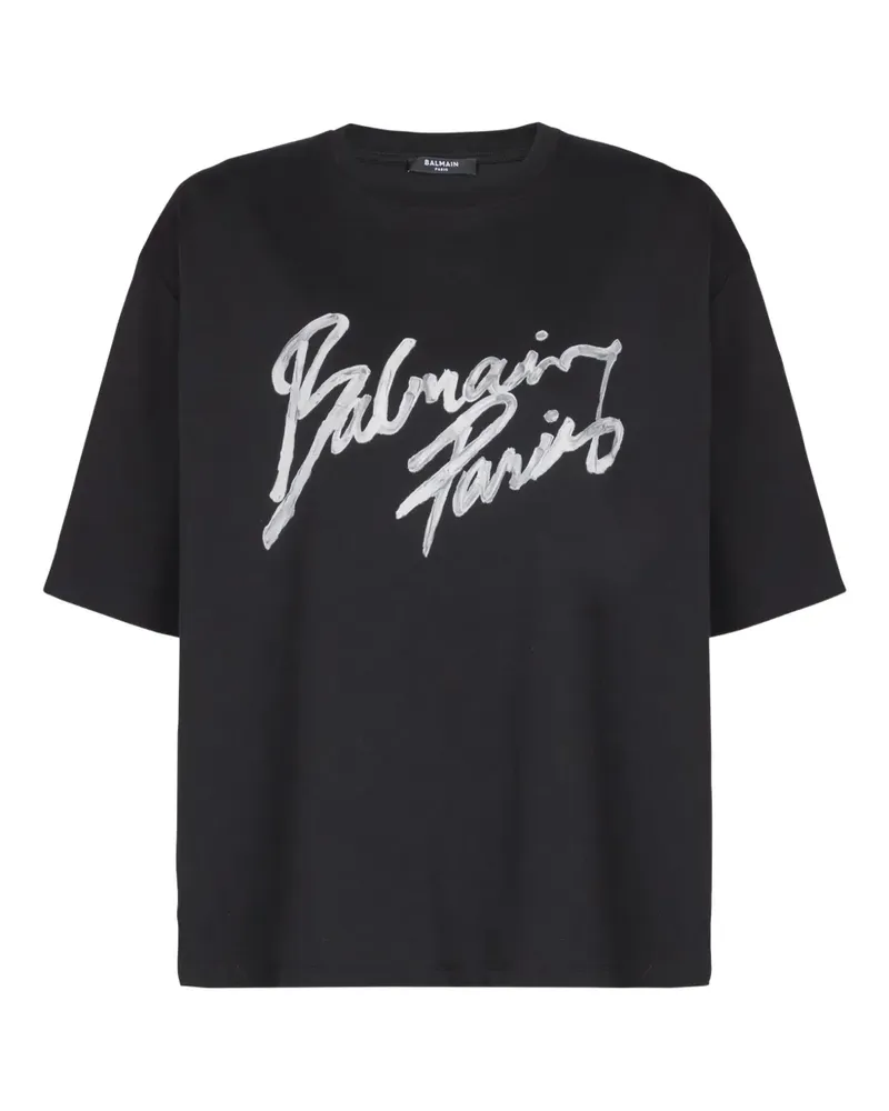 Balmain T-Shirt mit Logo-Print - Schwarz Schwarz