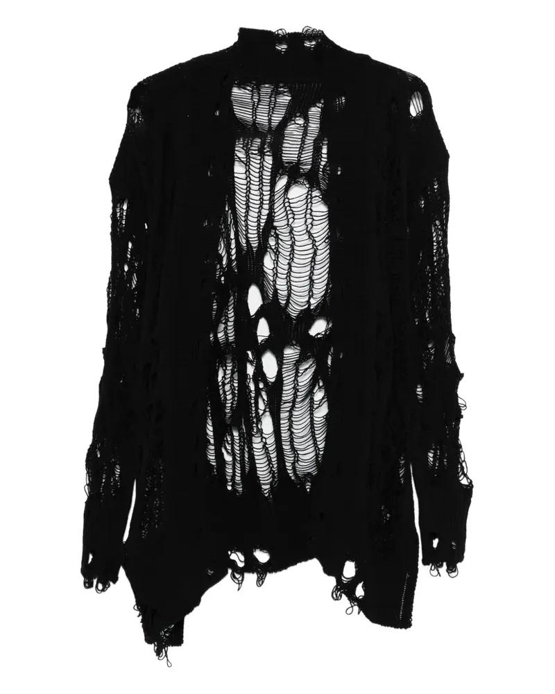 Yohji Yamamoto Cardigan im Distressed-Look - Schwarz Schwarz