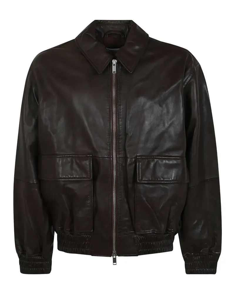 Studio Nicholson Piston leather jacket - Braun Braun