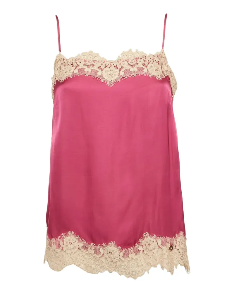 Liu Jo Camisole-Seidentop mit Spitzenbesatz - Rosa Rosa