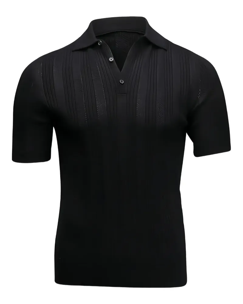 Isaia Schwarzes Poloshirt Schwarz