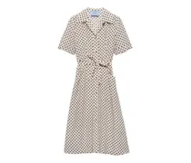 Marokkanisches Hemdkleid mit Tupfen-Print - Nude