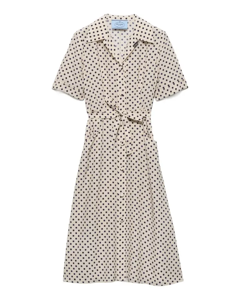 Prada Marokkanisches Hemdkleid mit Tupfen-Print - Nude Nude