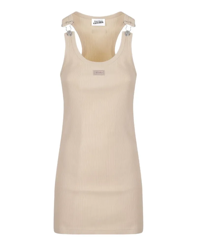 Jean Paul Gaultier ribbed patch mini dress - Nude Nude
