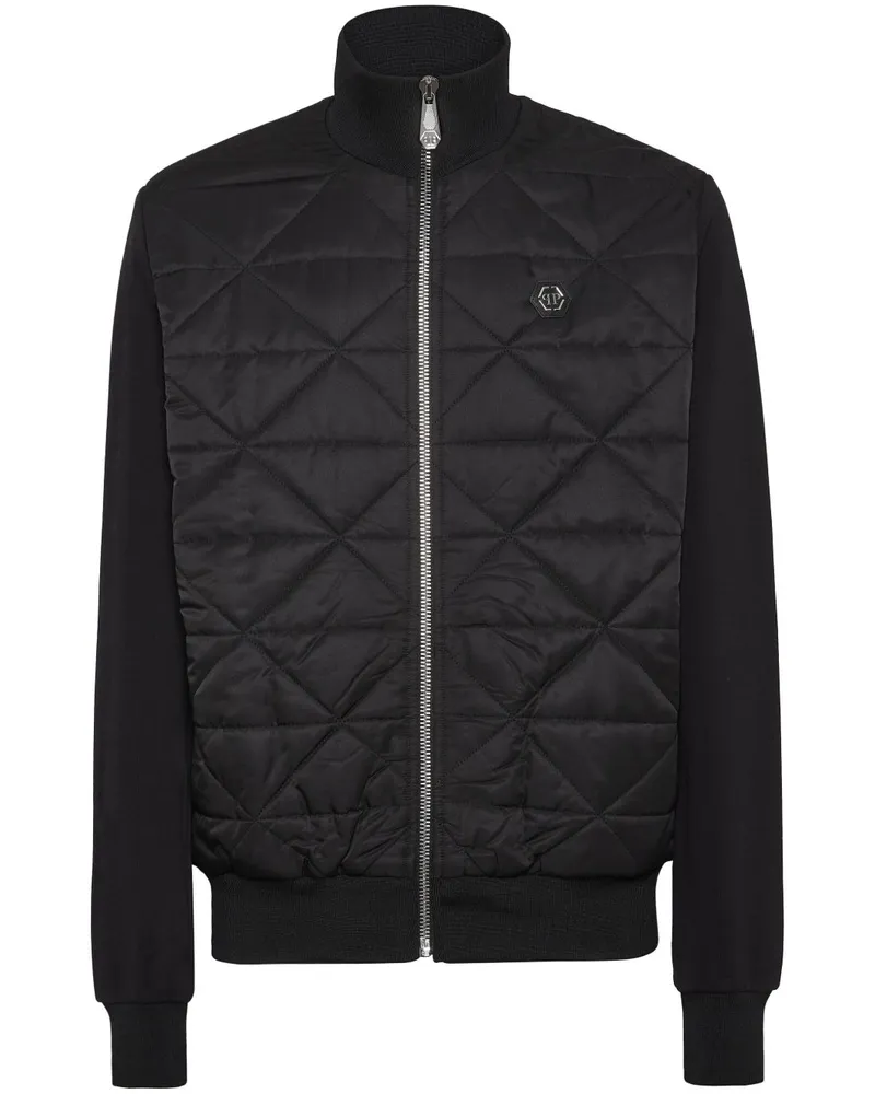 Philipp Plein Gefütterte Jacke mit Logo-Schild - Schwarz Schwarz