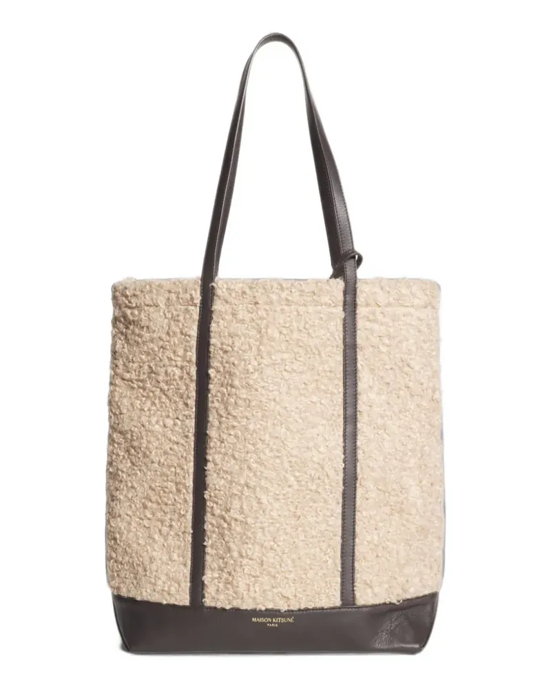 Kitsuné Fleece-Tote Bag mit Lederbesatz - Nude Nude