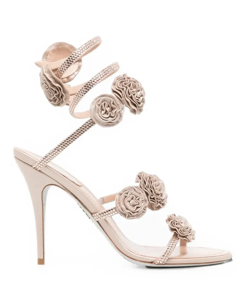 René Caovilla Rosalia floral-applique sandals - Nude Nude