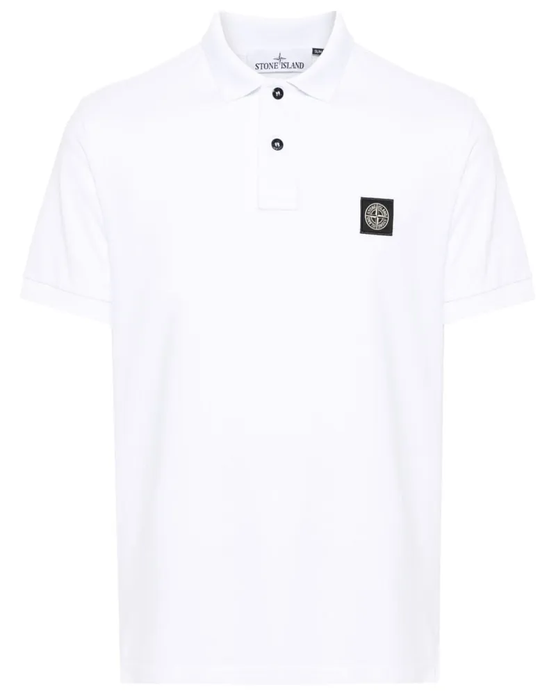 Stone Island Poloshirt aus Pikee - Weiß Weiß