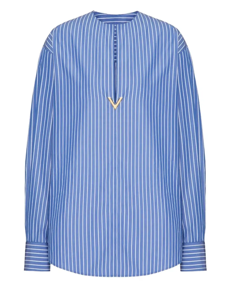 Valentino Garavani Gestreifte Bluse mit VLogo - Blau Blau