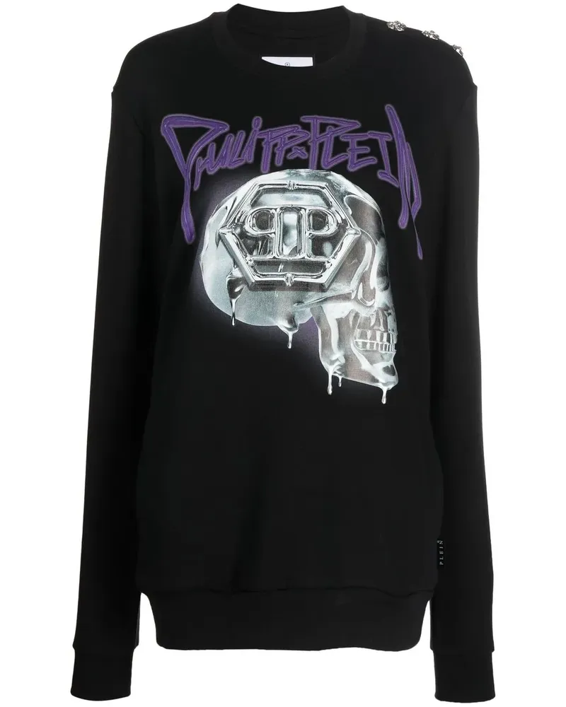 Philipp Plein Oversized-Sweatshirt mit Totenkopf - Schwarz Schwarz