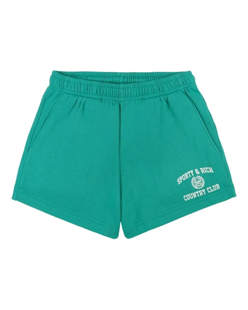 SPORTY & RICH Varsity Shorts mit Logo-Print - Grün Grün