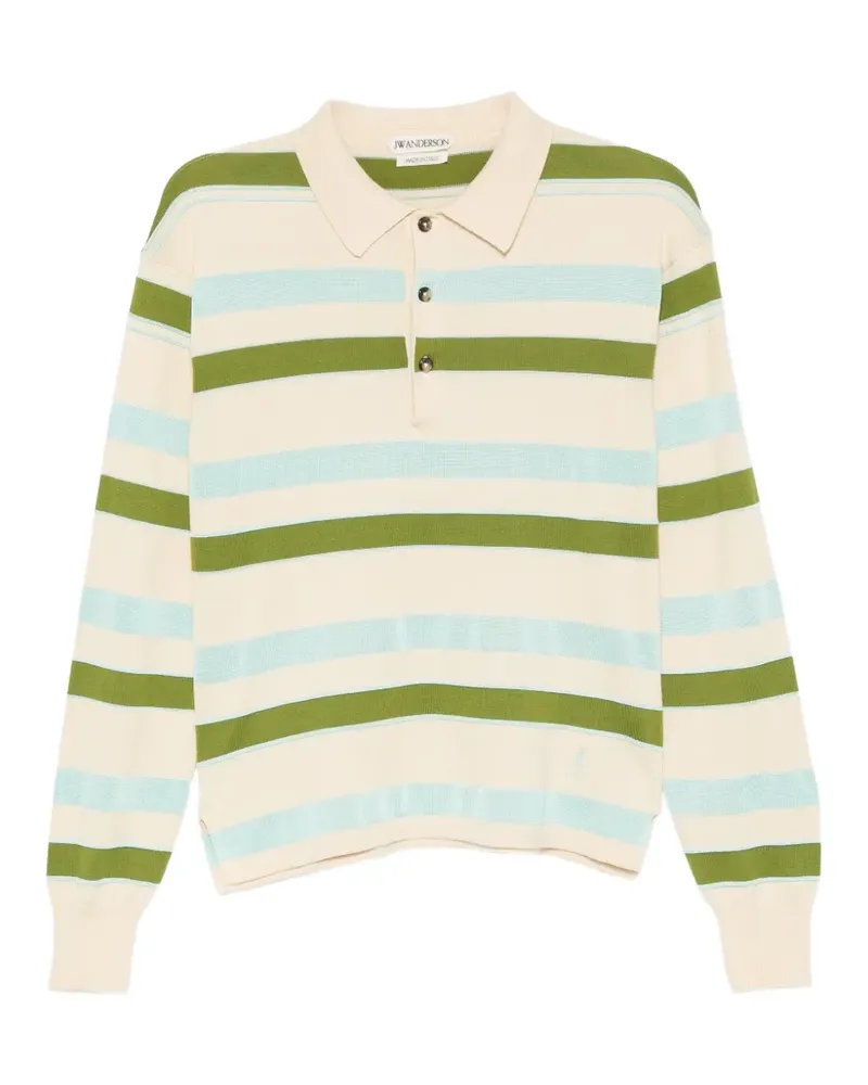 J.W.Anderson striped long-sleeve polo shirt - Nude Nude