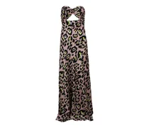 twist-knot animal-print maxi dress - Nude