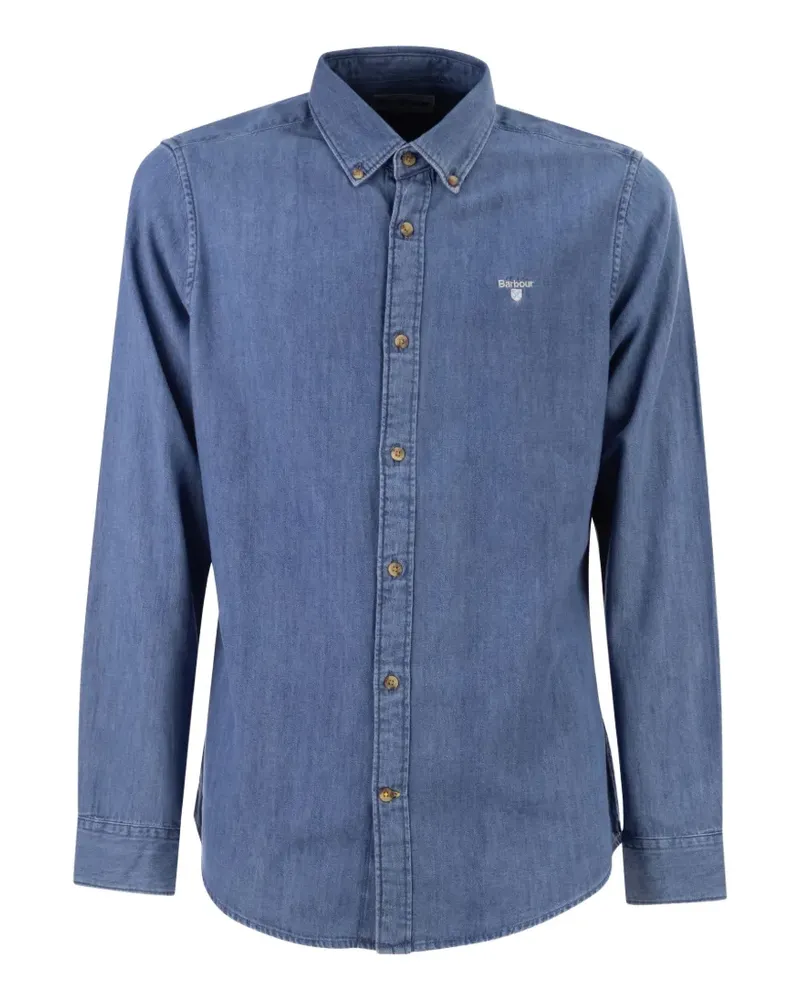 Barbour logo-embroidered denim shirt - Blau Blau