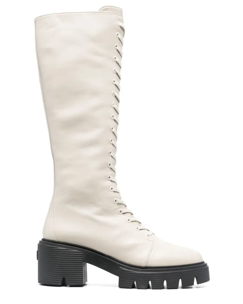 Stuart Weitzman Schnürstiefel mit dicker Sohle - Nude Nude