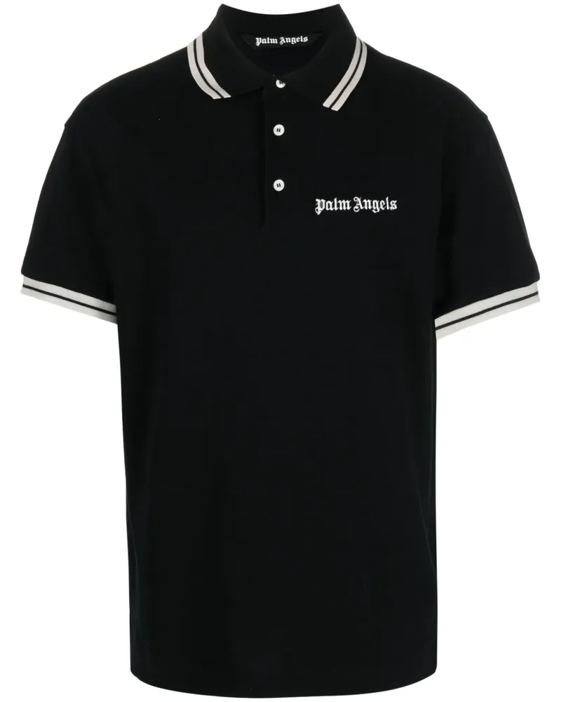 Palm Angels Poloshirt mit Logo-Stickerei - Schwarz Schwarz