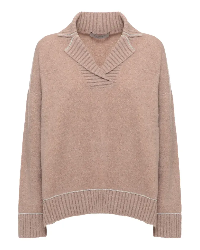 D.EXTERIOR ribbed-trim V-neck sweater - Braun Braun