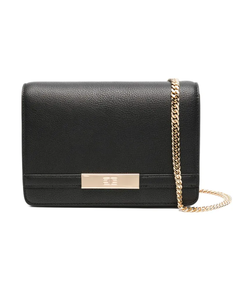 Elisabetta Franchi Handtasche mit Logo-Schild - Schwarz Schwarz