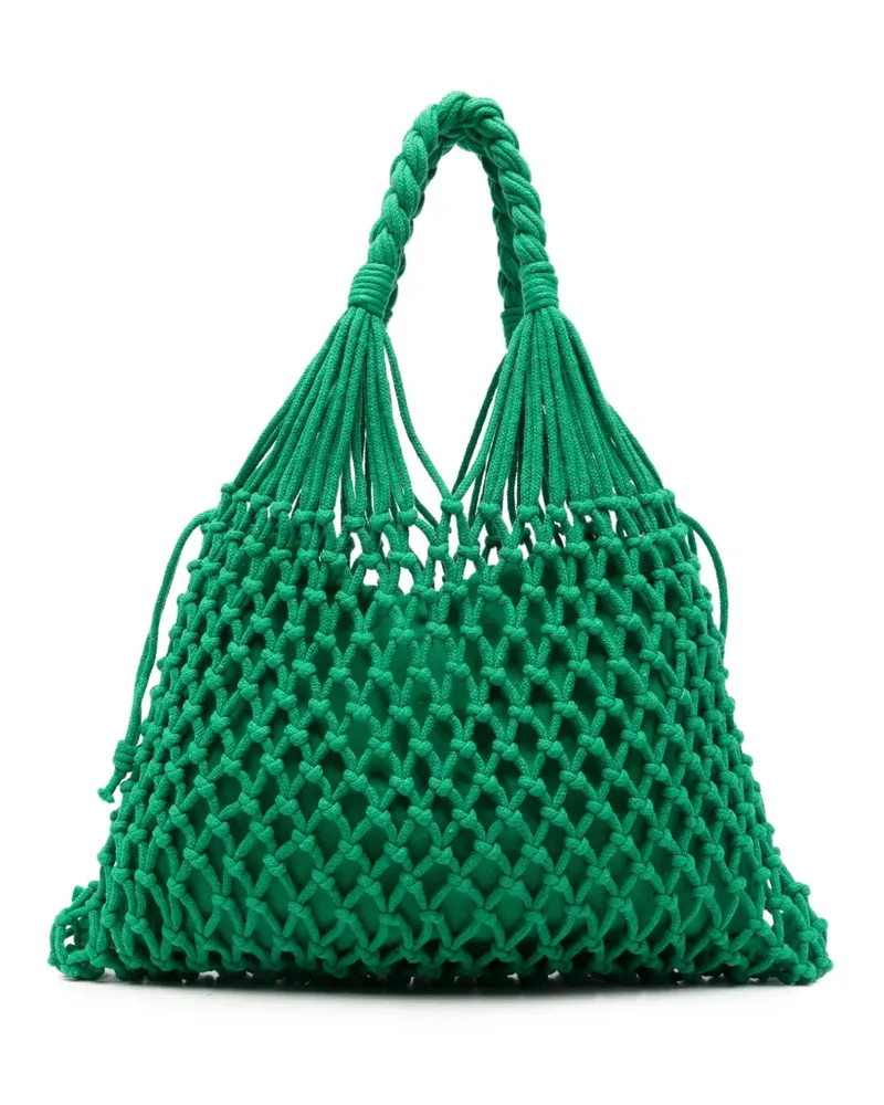 FRANKIE Shop Naia Tote Bag aus Makramee-Strick - Grün Grün