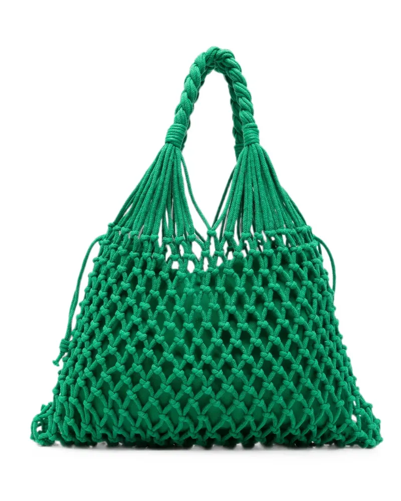 FRANKIE Shop Naia macramé-knit tote bag - Grün Grün