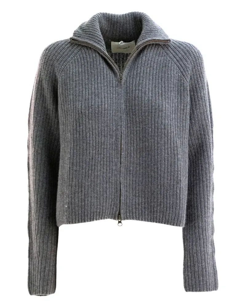 Lisa Yang Gerippter Cardigan mit Reißverschluss - Grau Grau