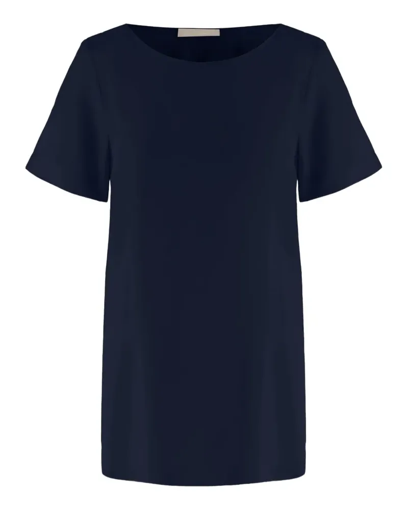 ALLUDE short-sleeves curved-hem T-shirt - Blau Blau
