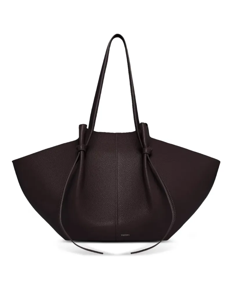 YUZEFI Große Mochi Tote Bag aus gekörntem Leder - Braun Braun