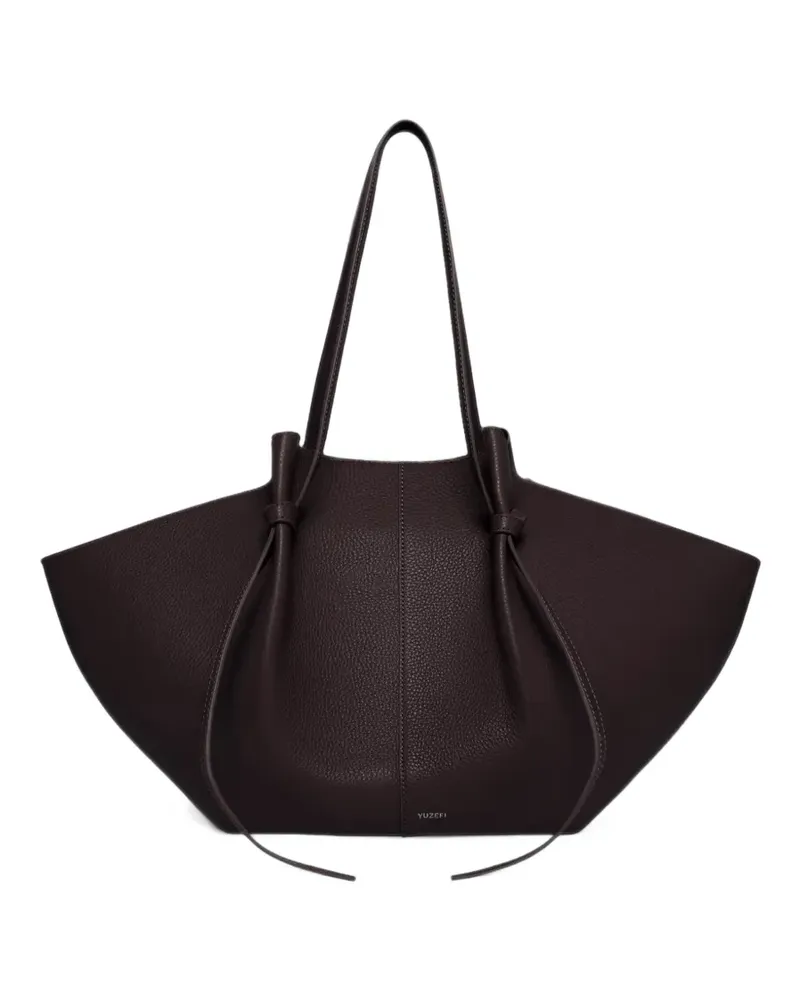 YUZEFI large Mochi pebble-grain leather tote bag - Braun Braun