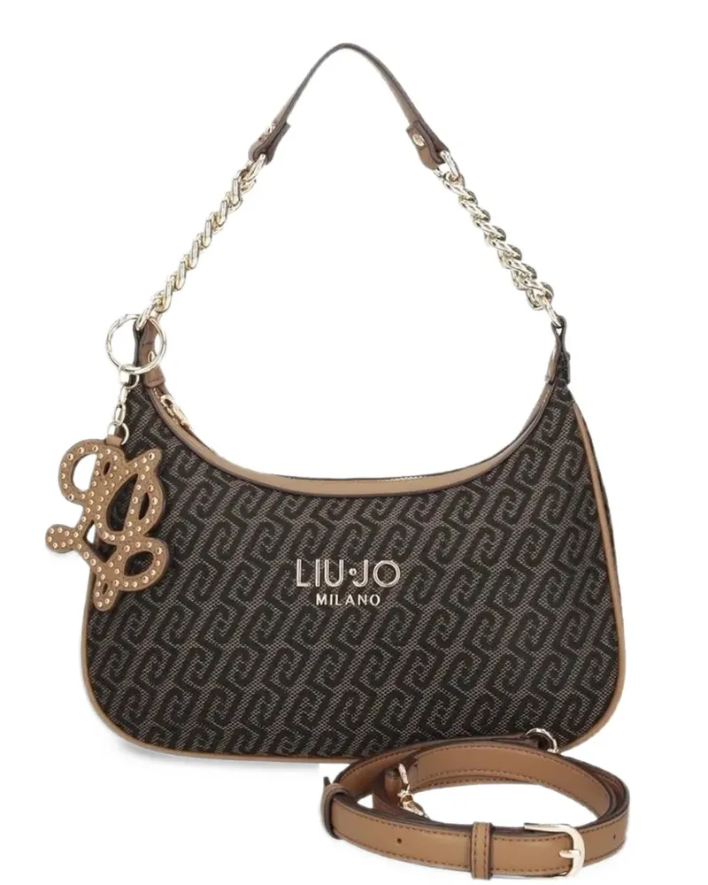 Liu Jo monogram-print logo-charm shoulder bag - Braun Braun