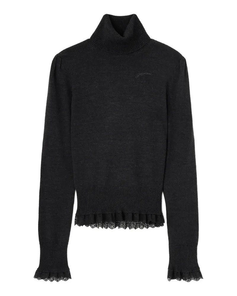 Ganni Rollkragenpullover aus Merinoplatte - Grau Grau