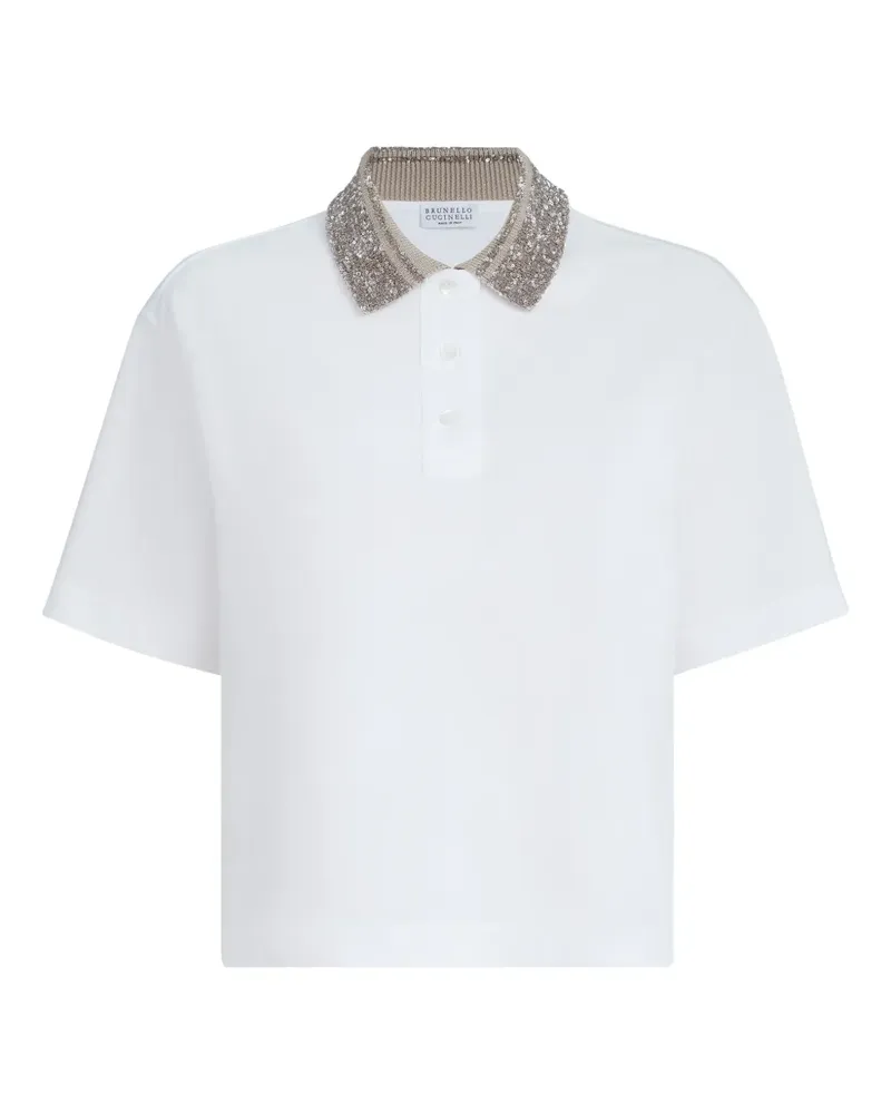 Brunello Cucinelli dazzling knit-collar polo shirt - Weiß Weiß