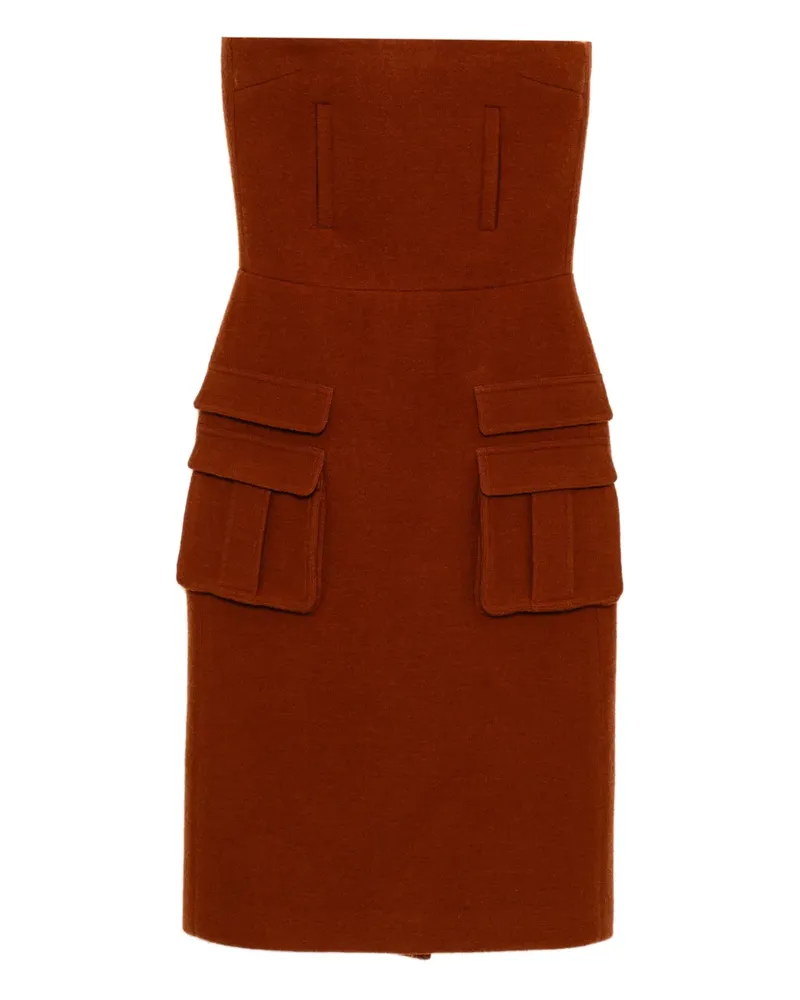 SHUSHU/TONG bow strapless dress - Orange Orange