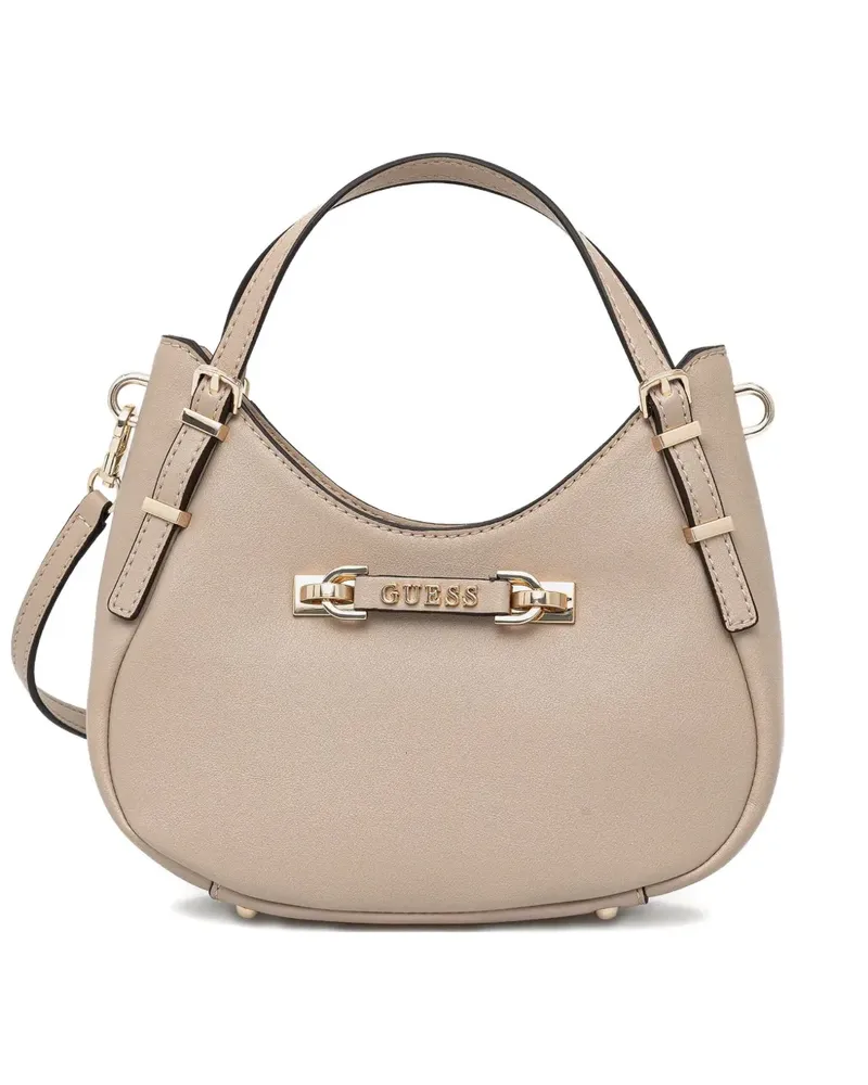 Guess Mini Lefia Satchel-Tasche mit abgerundetem Henkel - Nude Nude