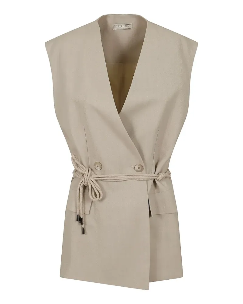 Antonelli Firenze Ellen double-breasted rope-belt gilet - Nude Nude