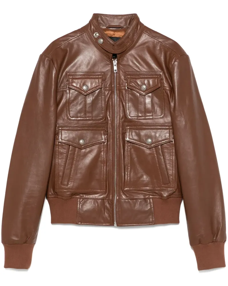 R13 Lederjacke mit Reißverschluss - Braun Braun