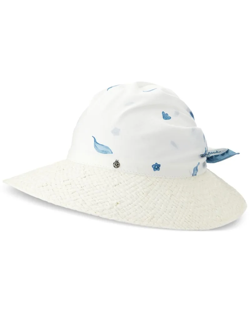 Maison Michel Linette floral-print visor hat - Weiß Weiß