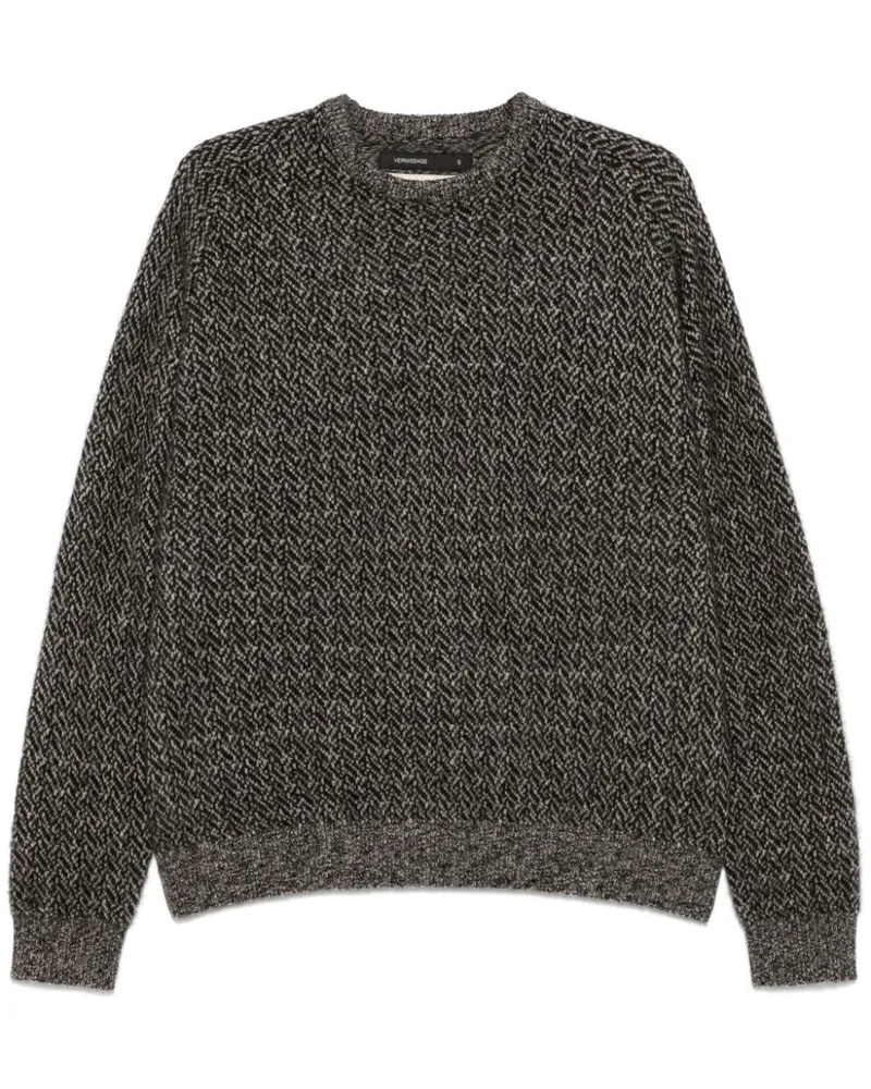 Frenckenberger Pullover mit Fischgrätenmuster - Schwarz Schwarz