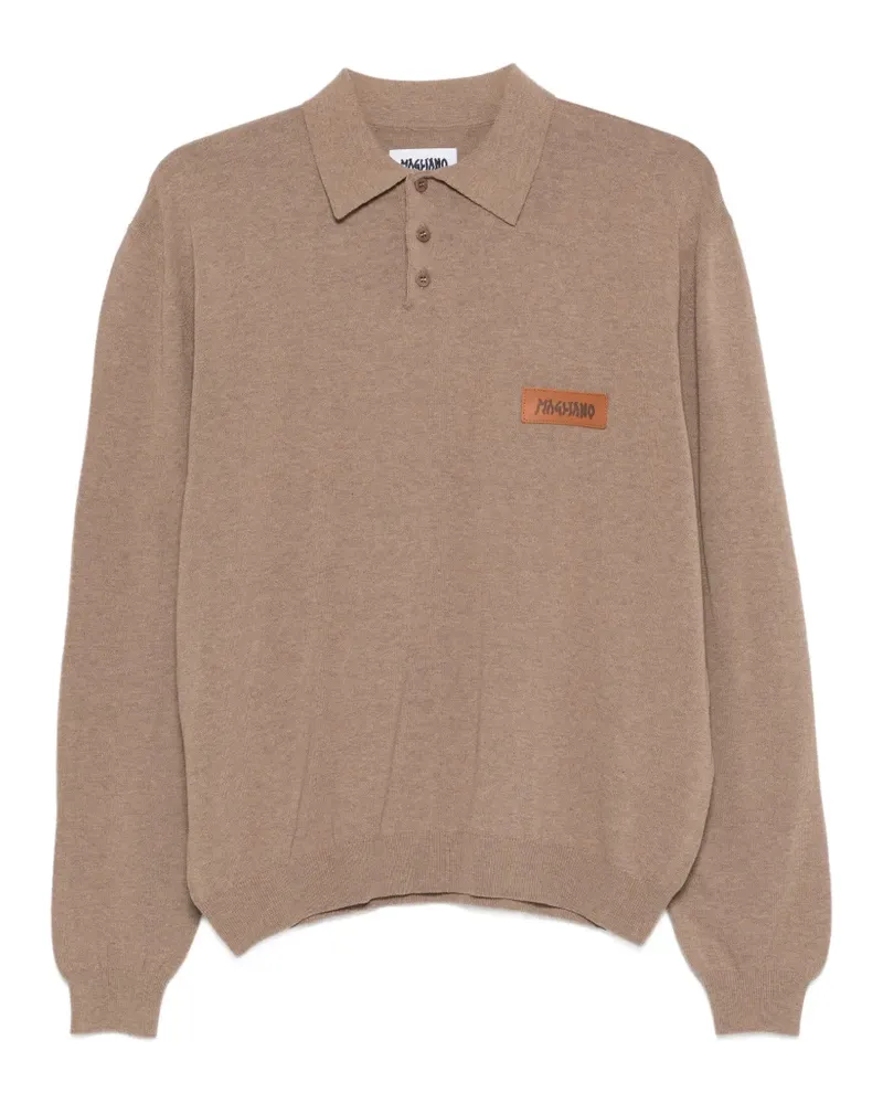 Magliano long-sleeve logo-patch polo shirt - Nude Nude