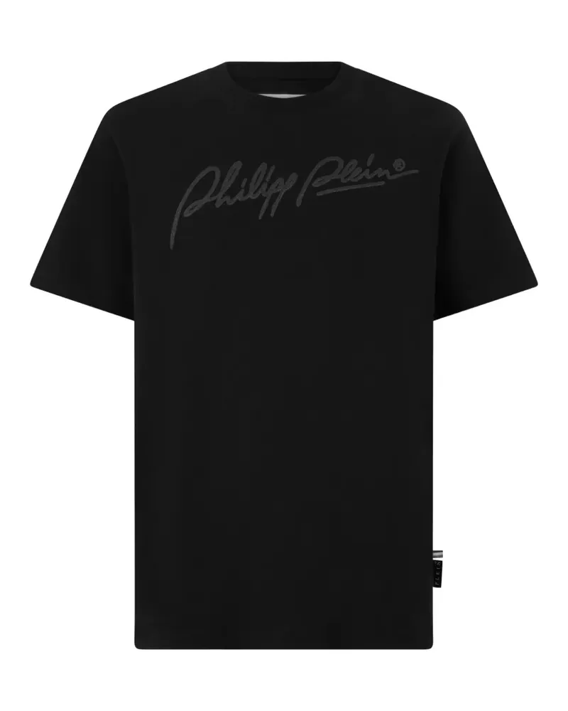 Philipp Plein T-Shirt mit Rundhalsausschnitt und Plein-Signatur - Schwarz Schwarz