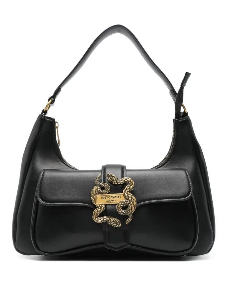 Just Cavalli Schultertasche mit Schlangen-Schnalle - Schwarz Schwarz
