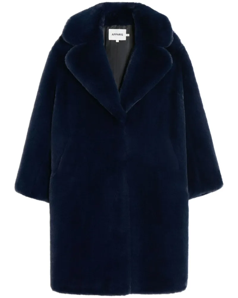 APPARIS Steffi Mantel aus Faux Fur mit breitem Revers - Blau Blau