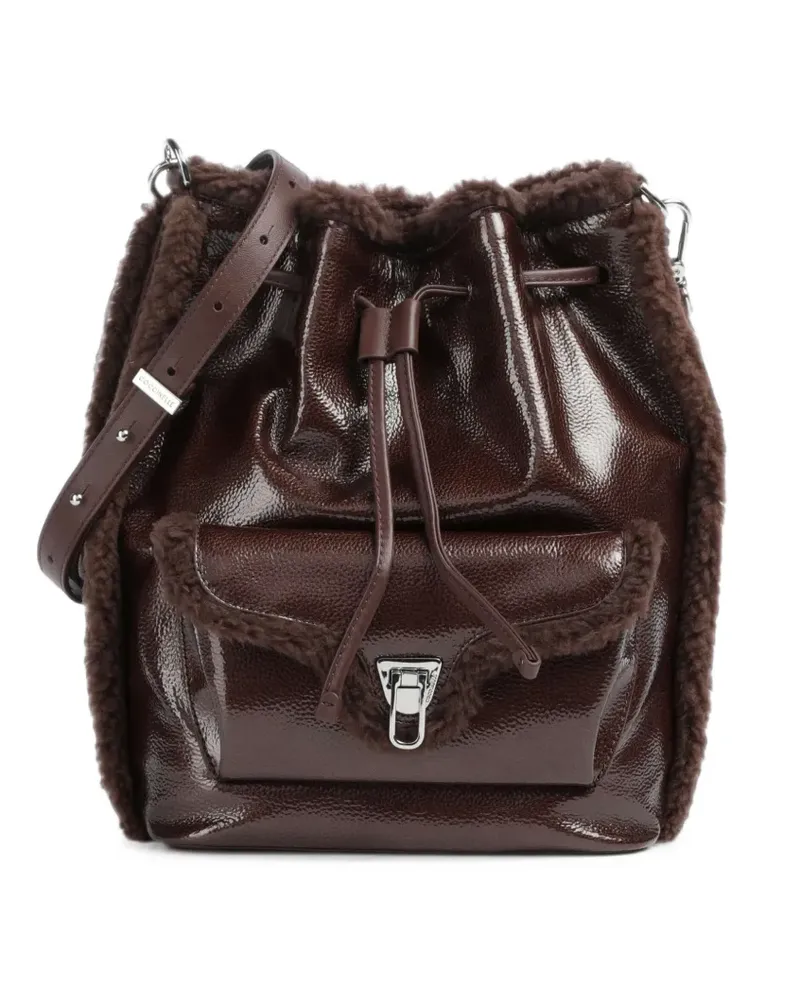 Coccinelle shearling-trim bucket bag - Braun Braun