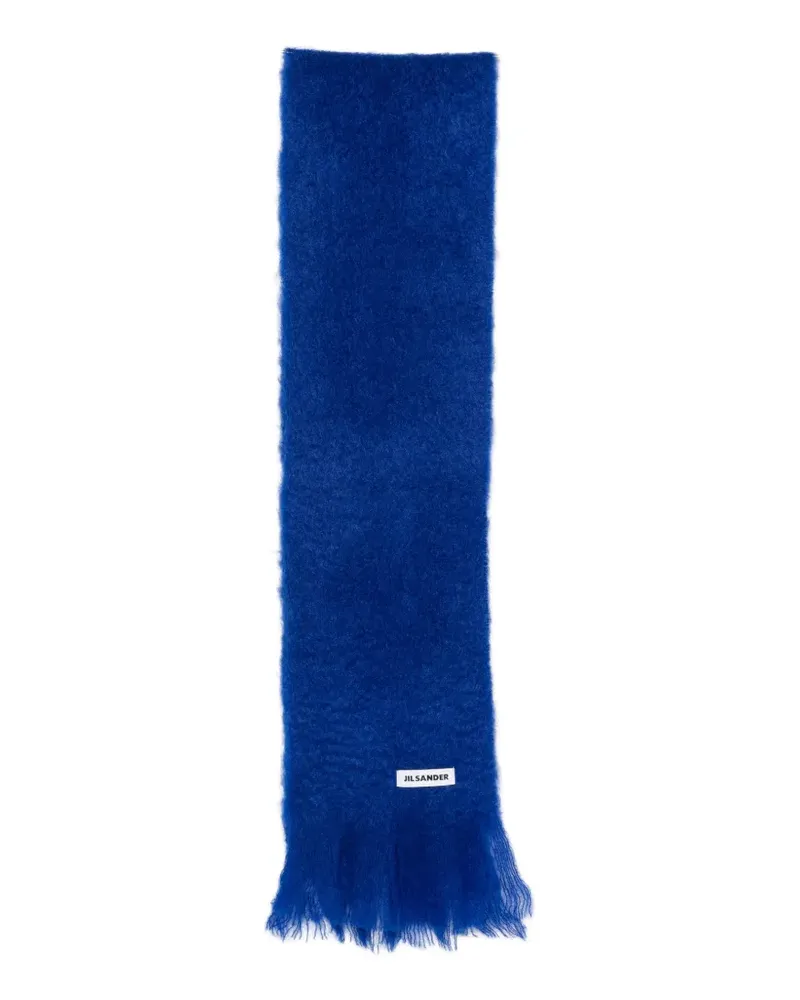 Jil Sander Schal mit Logo-Patch - Blau Blau