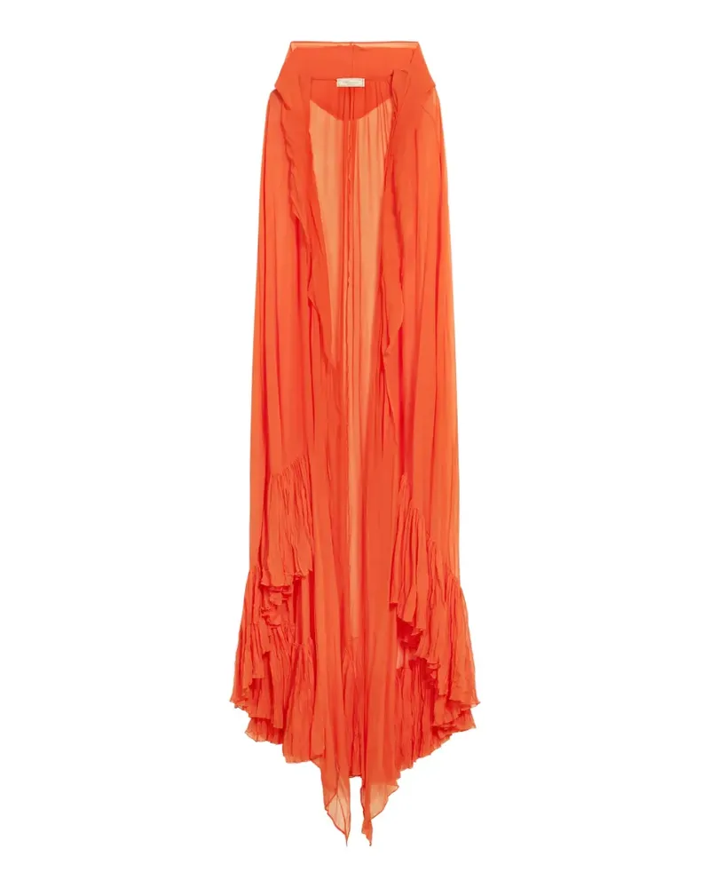 Blumarine hooded ruffled cape - Orange Orange